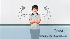 Presentation with student - Presentation theme having child-as-a-student background and a light blue colored foreground