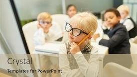  Presentation with thinking - Theme enhanced with child-as-a-trainee background and a coral colored foreground