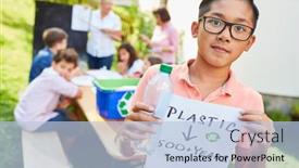  Presentation with plastic waste recycling - Slide deck enhanced with child-as-an-activist background and a light blue colored foreground