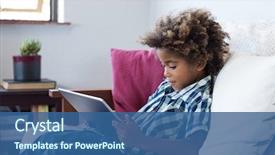  Presentation with black child - PPT layouts consisting of child at home watching cartoon background and a ocean colored foreground