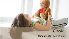  Presentation with teddy bear - Beautiful slide set featuring child at home with teddy backdrop and a  colored foreground