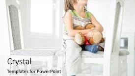  Presentation with teddy bear - Presentation theme featuring child at home with teddy background and a  colored foreground