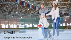  Presentation with ice rink - Presentation theme featuring child at ice-skating rink background and a light blue colored foreground