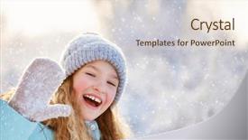  Presentation with outdoors - Amazing PPT theme having child at winter happy girl backdrop and a  colored foreground