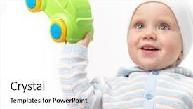  Presentation with baby - PPT theme enhanced with child baby smiling playing wit background and a  colored foreground