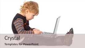  Presentation with bearing - Slides with child bearing - boy with laptop at profile background and a  colored foreground