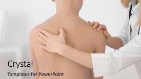  Presentation with bearing - PPT layouts having child bearing - incorrect posture concept physiotherapist examining background and a coral colored foreground