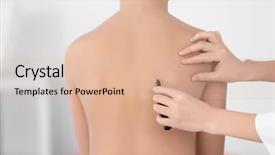  Presentation with posture - Slide set consisting of child bearing - incorrect posture concept physiotherapist examining background and a lemonade colored foreground