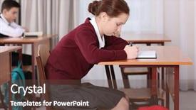  Presentation with posture - Amazing PPT theme having child bearing - incorrect posture concept pupils sitting backdrop and a tawny brown colored foreground