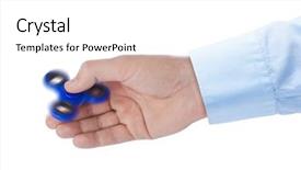  Presentation with automatic hand sanitizer dispenser - Presentation design featuring child bearing - spinner in hand isolated background and a white colored foreground