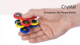  Presentation with waiter hand in white glove - Cool new PPT theme with child bearing - spinners in hand isolated backdrop and a  colored foreground
