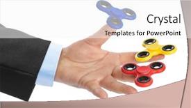  Presentation with waiter hand in white glove - Amazing PPT theme having child bearing - spinners in hand isolated backdrop and a  colored foreground