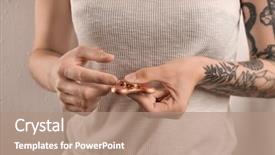  Presentation with bearing - PPT layouts having child bearing - woman rolling modern spinner indoors background and a  colored foreground