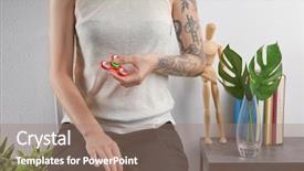  Presentation with bearing - Beautiful slides featuring child bearing - woman rolling modern spinner indoors backdrop and a  colored foreground