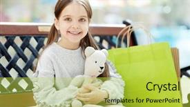  Presentation with bench vise - PPT theme having child begging - adorable little casual girl sitting background and a  colored foreground