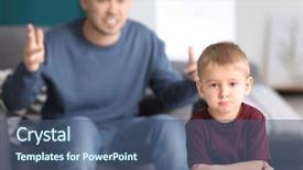  Presentation with behaviour - Theme having child behaviour - father scolding his little son background and a ocean colored foreground
