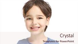  Presentation with white letters - Amazing theme having child behaviour - little boy training pronounce letters backdrop and a sky blue colored foreground