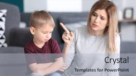  Presentation with behaviour - PPT layouts enhanced with child behaviour - mother scolding her little son background and a light gray colored foreground