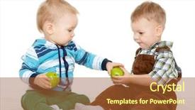  Presentation with white healthy food - Presentation design consisting of child behaviour - two little boys with fresh background and a red colored foreground