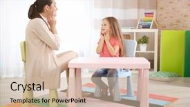  Presentation with behaviour - Amazing slide set having child behaviour - young woman teacher and little backdrop and a soft green colored foreground