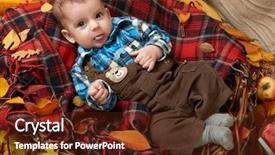  Presentation with fall season - Cool new PPT theme with child boy lie on tartan backdrop and a tawny brown colored foreground