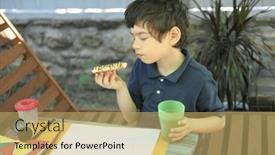  Presentation with take - Presentation theme featuring child-boy-take-a-break background and a yellow colored foreground