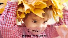  Presentation with bright yellow - Presentation theme having child boy with yellow fallen background and a coral colored foreground