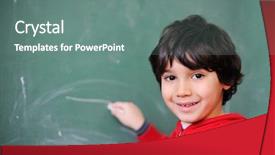  Presentation with little boy - PPT theme enhanced with iq - boy drawing on the table background and a ocean colored foreground