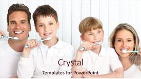  Presentation with family children - Slides featuring child brushing teeth - happy family father mother background and a lemonade colored foreground