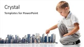  Presentation with future city - Colorful theme enhanced with child building a city backdrop and a white colored foreground
