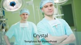  Presentation with cardiac - Beautiful slide deck featuring child cardiosurgery operating room backdrop and a light blue colored foreground