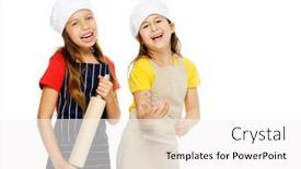  Presentation with chef - Beautiful presentation theme featuring child-chef-girl-cooks-friends backdrop and a white colored foreground