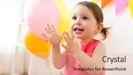  Presentation with happy birthday baby - Colorful theme enhanced with child clapping - childhood people and celebration concept backdrop and a lemonade colored foreground