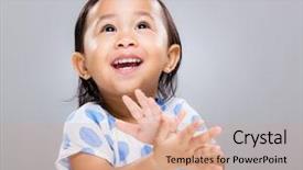  Presentation with look - Presentation consisting of child clapping - little girl clap hand background and a coral colored foreground