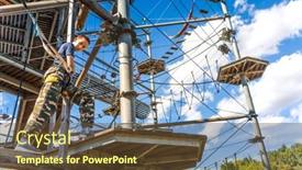  Presentation with course - Slide deck enhanced with child-climbing-in-the-high background and a tawny brown colored foreground
