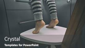  Presentation with language child - Amazing slide deck having child-climbs-on-stool-trying backdrop and a dark gray colored foreground