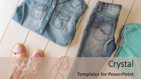  Presentation with clothing - PPT theme featuring child clothes - flat lay children clothing background and a coral colored foreground