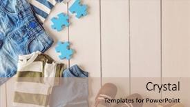 Presentation with clothing - Audience pleasing theme consisting of child clothes - flat lay children clothing backdrop and a coral colored foreground