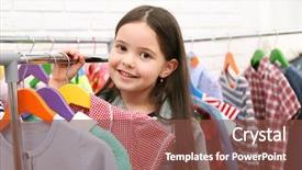  Presentation with new baby girl - Presentation theme featuring child clothes - little girl trying background and a tawny brown colored foreground