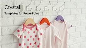  Presentation with brick wall - PPT theme consisting of child clothes - set of baby romper background and a light gray colored foreground