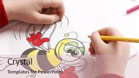  Presentation with bee - Cool new presentation design with child coloring bee drawing backdrop and a lemonade colored foreground