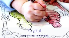  Presentation with crayons - Slides featuring child coloring in coloring book background and a sky blue colored foreground