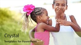  Presentation with children playing - Audience pleasing PPT layouts consisting of child communication - portrait of happy children playing backdrop and a yellow colored foreground