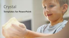  Presentation with steel - Presentation with child-cooking-at-the-kitchen background and a light gray colored foreground