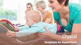  Presentation with moms - PPT layouts with child course practicing with baby background and a  colored foreground