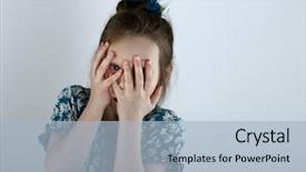  Presentation with speak fear - Colorful PPT theme enhanced with child cruety - little girl covered her face backdrop and a light blue colored foreground