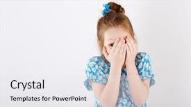  Presentation with fear of needles - Theme featuring child cruety - little girl covered her face background and a white colored foreground