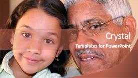  Presentation with grandfather - Beautiful PPT theme featuring child custody - grandfather and granddaughter backdrop and a  colored foreground
