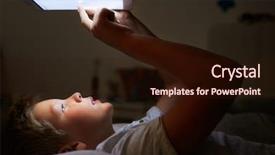  Presentation with bed - Presentation theme consisting of child dark - boy looking at digital tablet background and a wine colored foreground