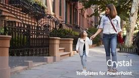  Presentation with mother doing yoga kids - Theme with child dark - mother and daughter walking down background and a gray colored foreground